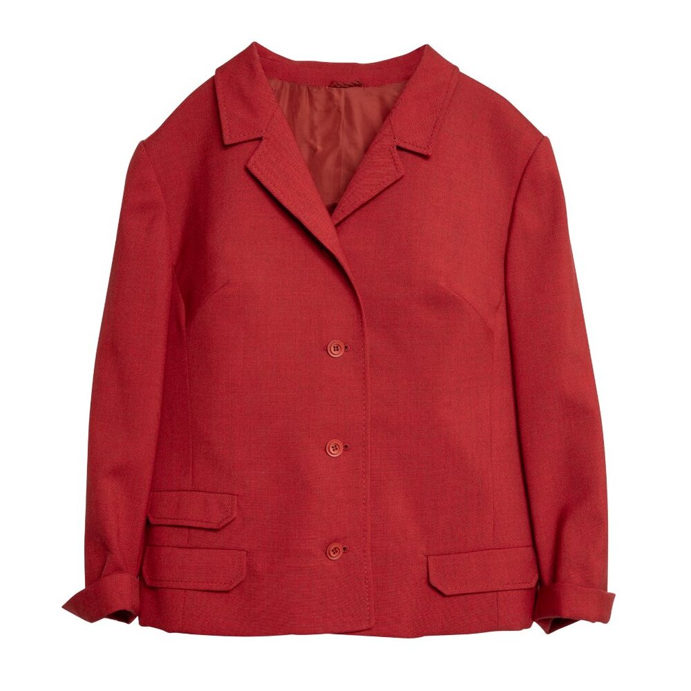 VELISCH (Germany) Diolen Schurwolle Canvas Weave Box Cut Blazer Carnelian : L